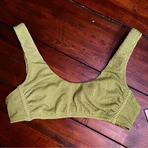 Textured Kiwi Green Bikini Top Medium Women’s
